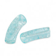 Acryl Perle Tube 34x11mm crackle Turquoise blue